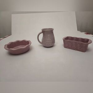 Set of 3 Temptations Cup Loaf Pan Bowl Christmas Trees Lavender Holiday